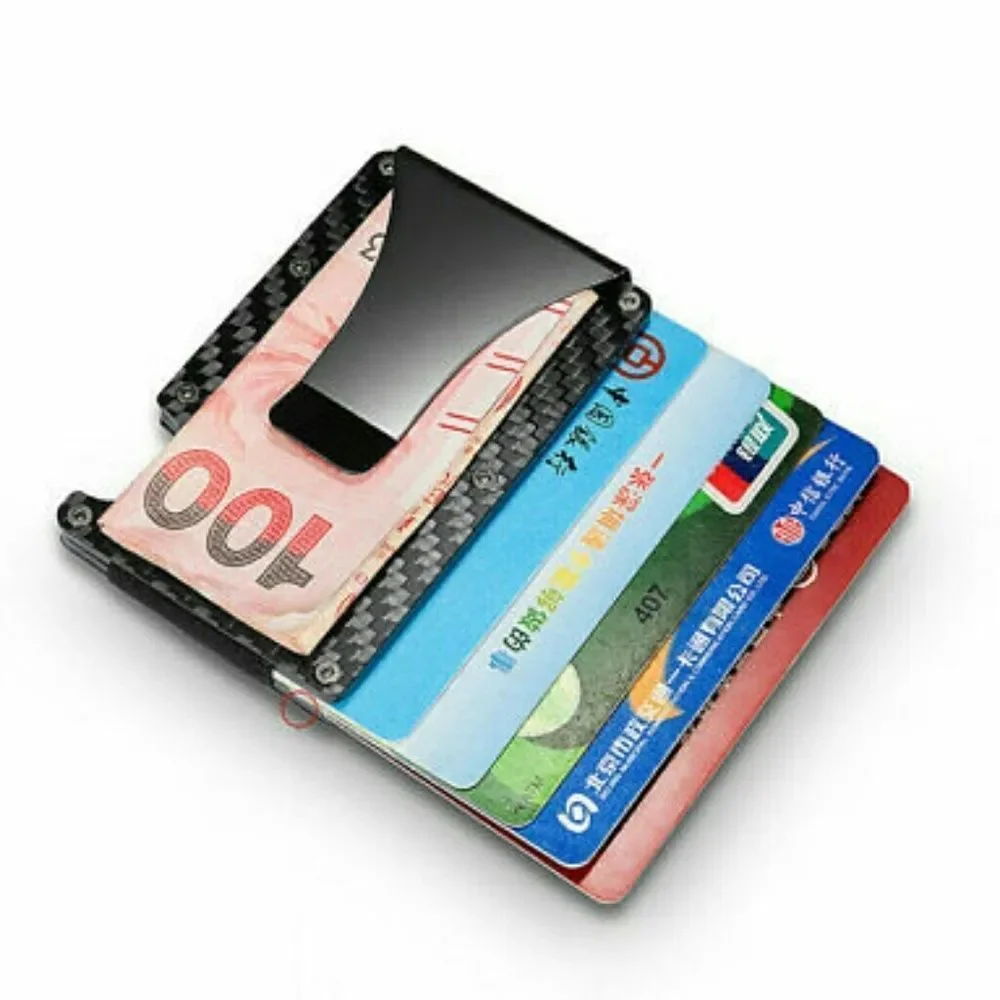 🤩NEW Slim carbon fiber cards holder W money CLIP